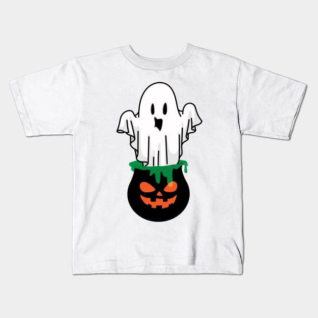 Cooking Pot Ghost Kids T-Shirt by IstoriaDesign